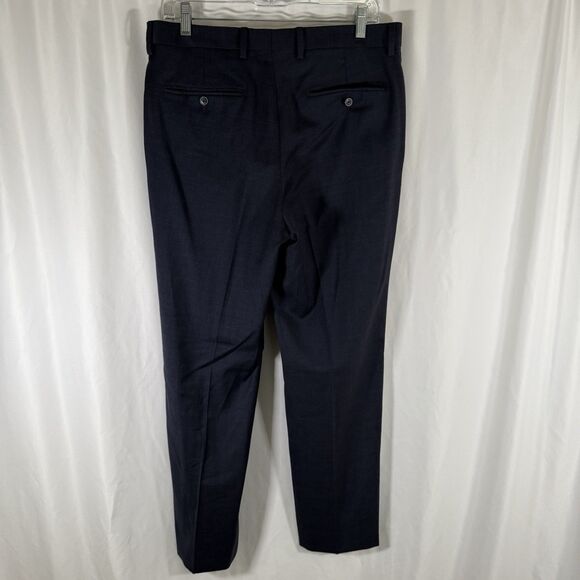 Jos A Bank Wool Blend Pants Men 33 Blue Flat Front brrr Comfort Office Dry Clean - Picture 9 of 11